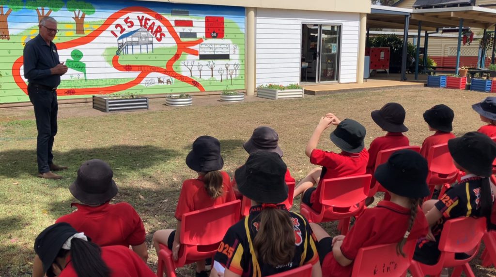 Counciller and Students Seated Rear View